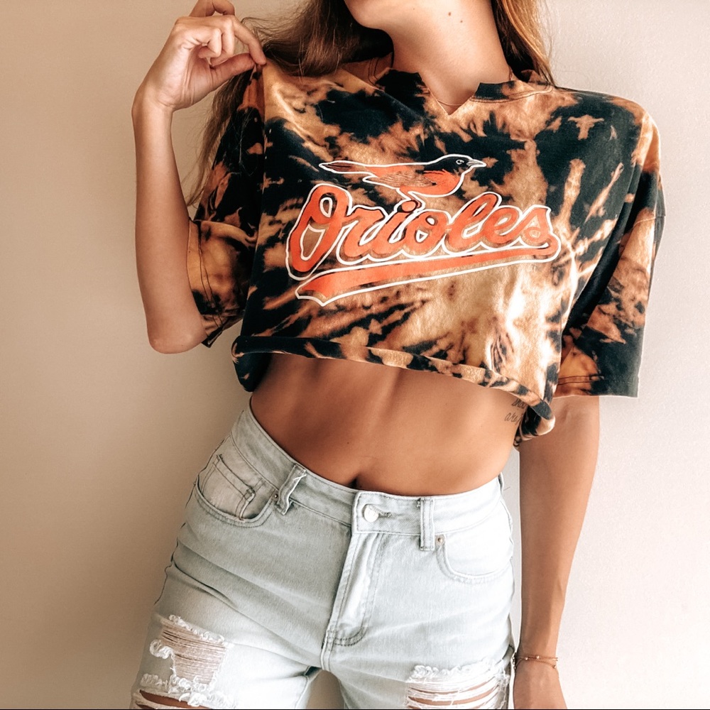 ❗️SOLD❗️Baltimore Orioles Spiral Tie Dye Crop Top